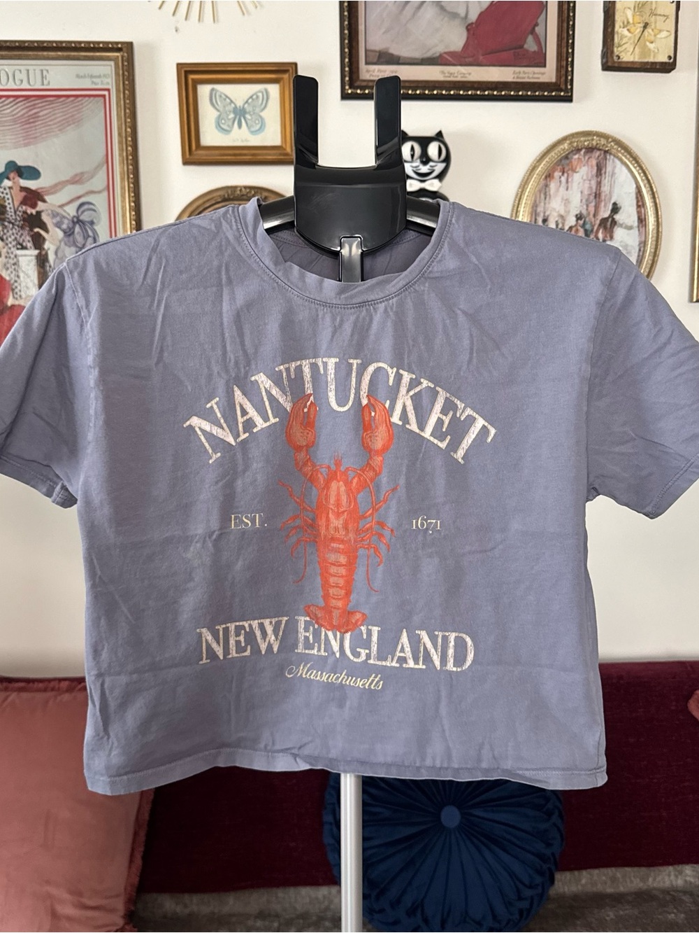 Nantucket New England Lobster Graphic Tee - Blue & Orange